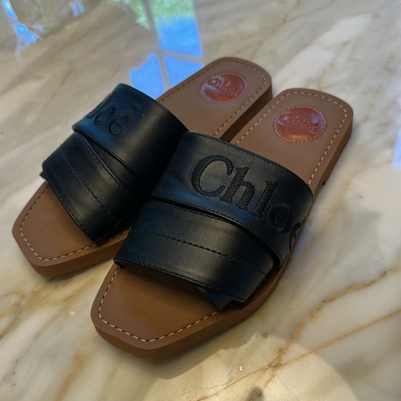 Chloe Woody Leather Sandals - Picture 3 of 6